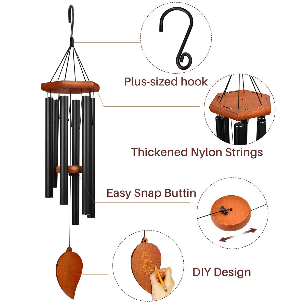 TESECU wind chime with silent mode option for quiet evenings