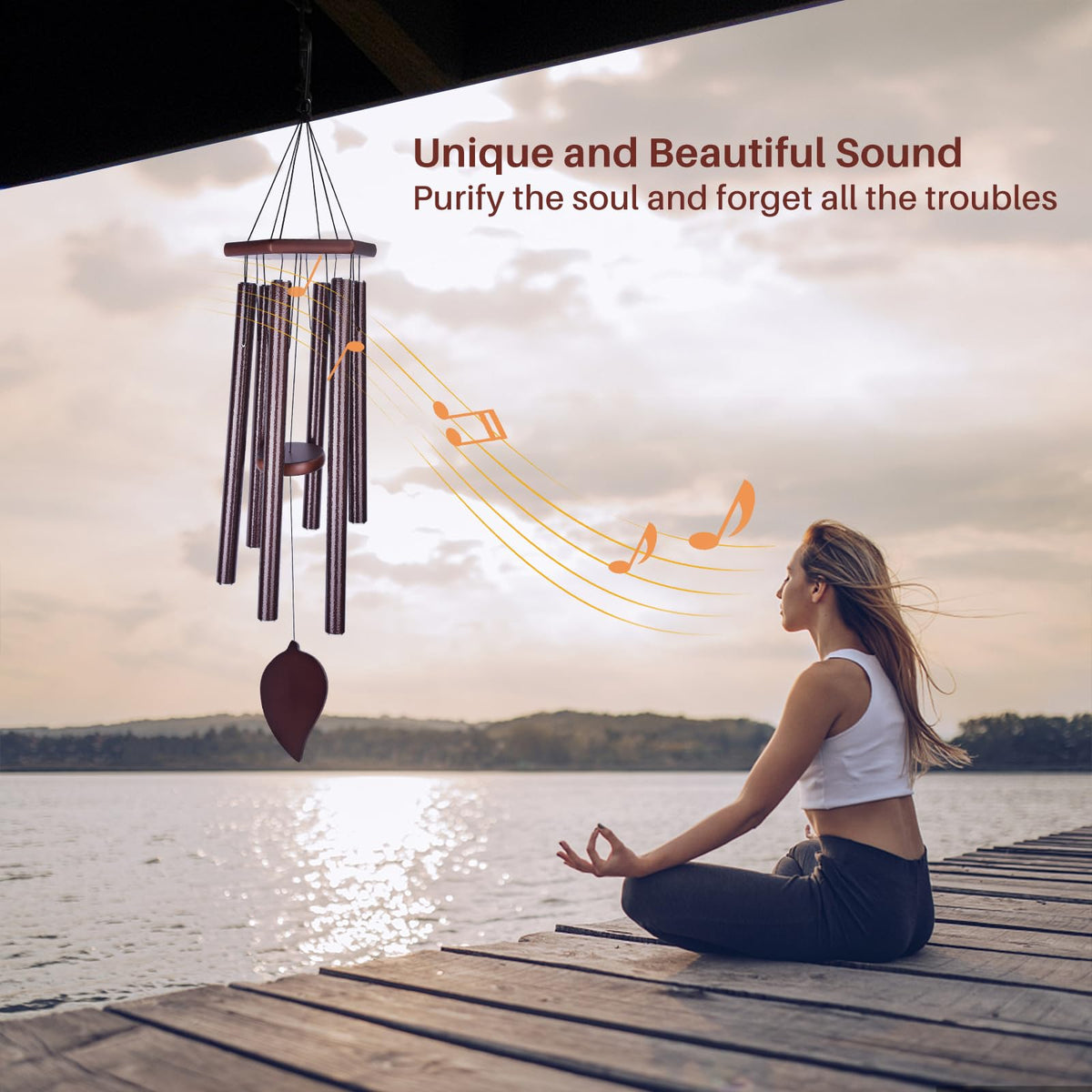 Tesecu outdoor wind chimes with thick tubes produce richer resonance