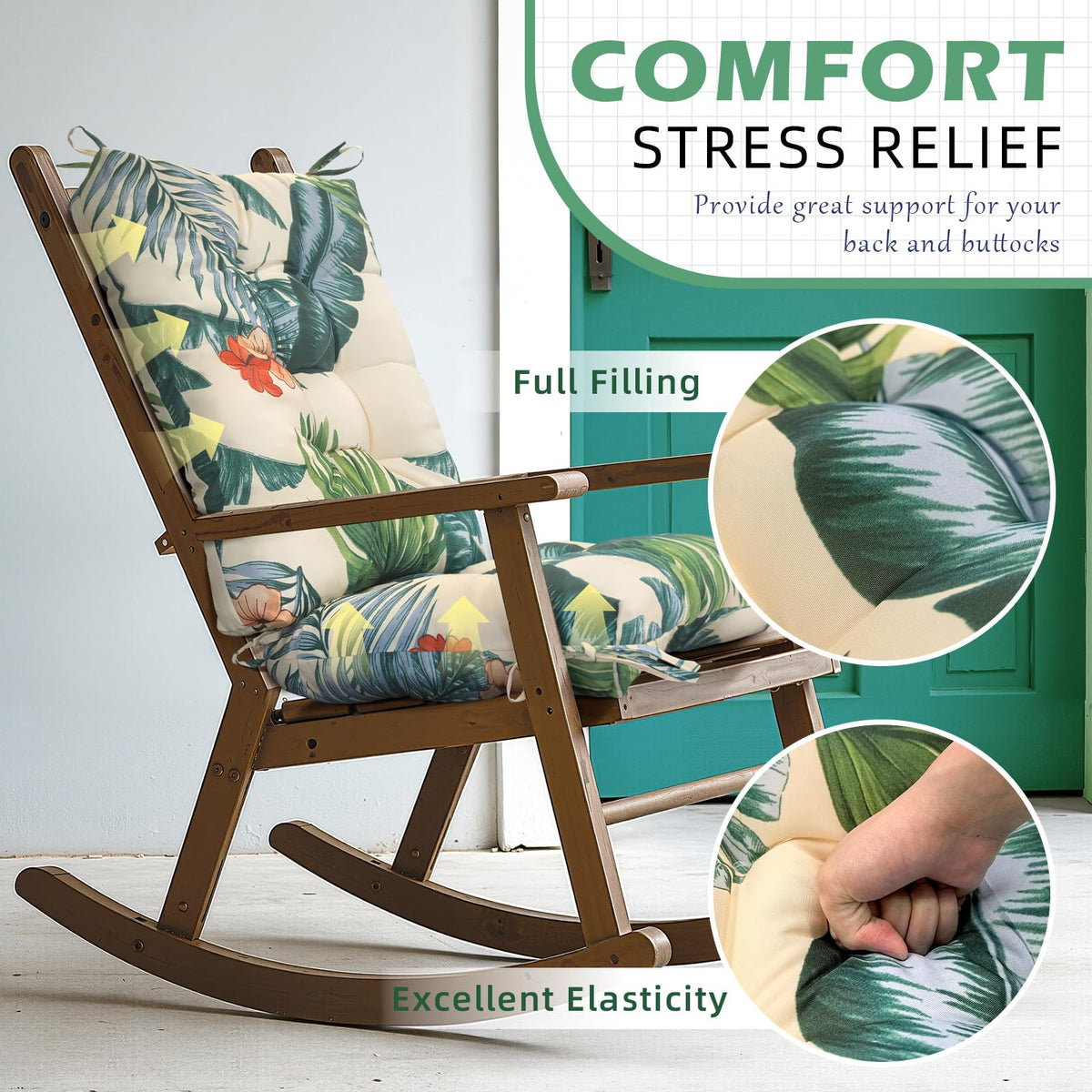 TESICA 17x21 back cushion in beige green supporting posture.