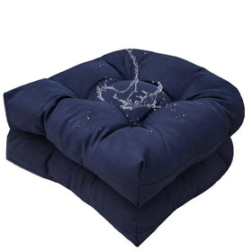TESICA outdoor seat cushions in navy blue for 18x18 chairs with a set of two.