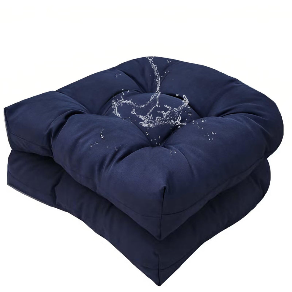 TESICA outdoor seat cushions in navy blue for 18x18 chairs with a set of two.