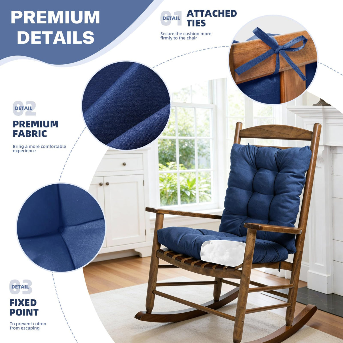 TESICA cushion black side view with secure attachment ties