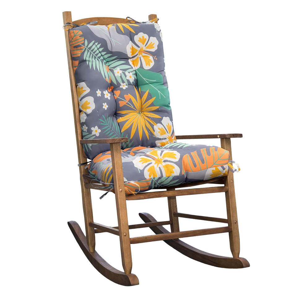 TESICA rocking-chair cushion floral orange front view for cozy outdoor seating.