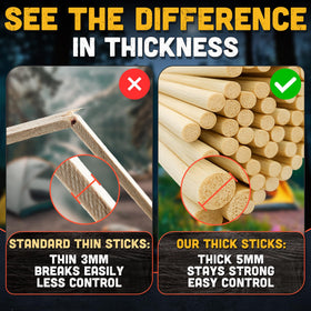 Tesorrio long bamboo roasting stick keeps hands away from heat