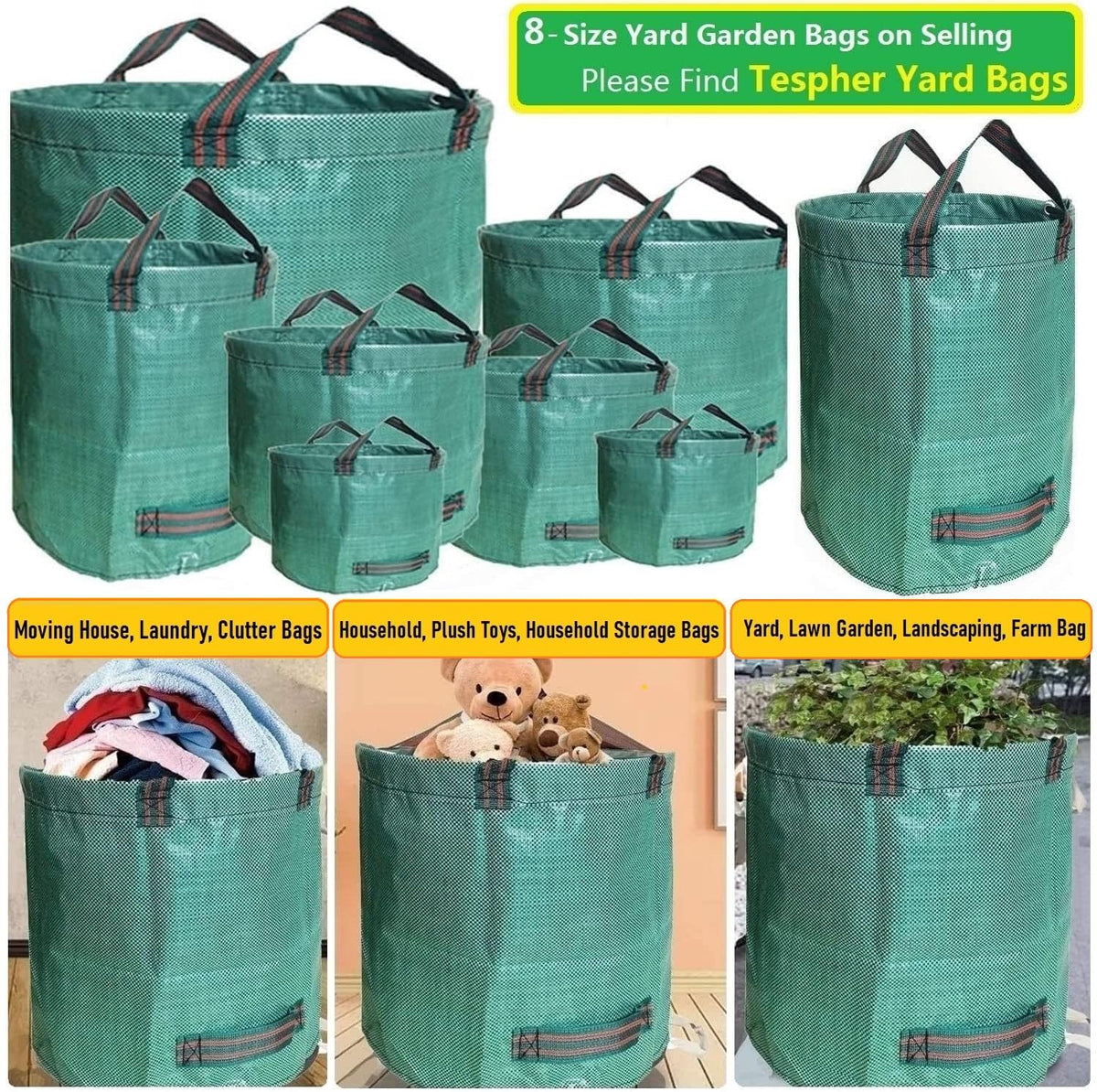 Tespher 34-inch diameter leaf bag ready to collect leaves and debris.