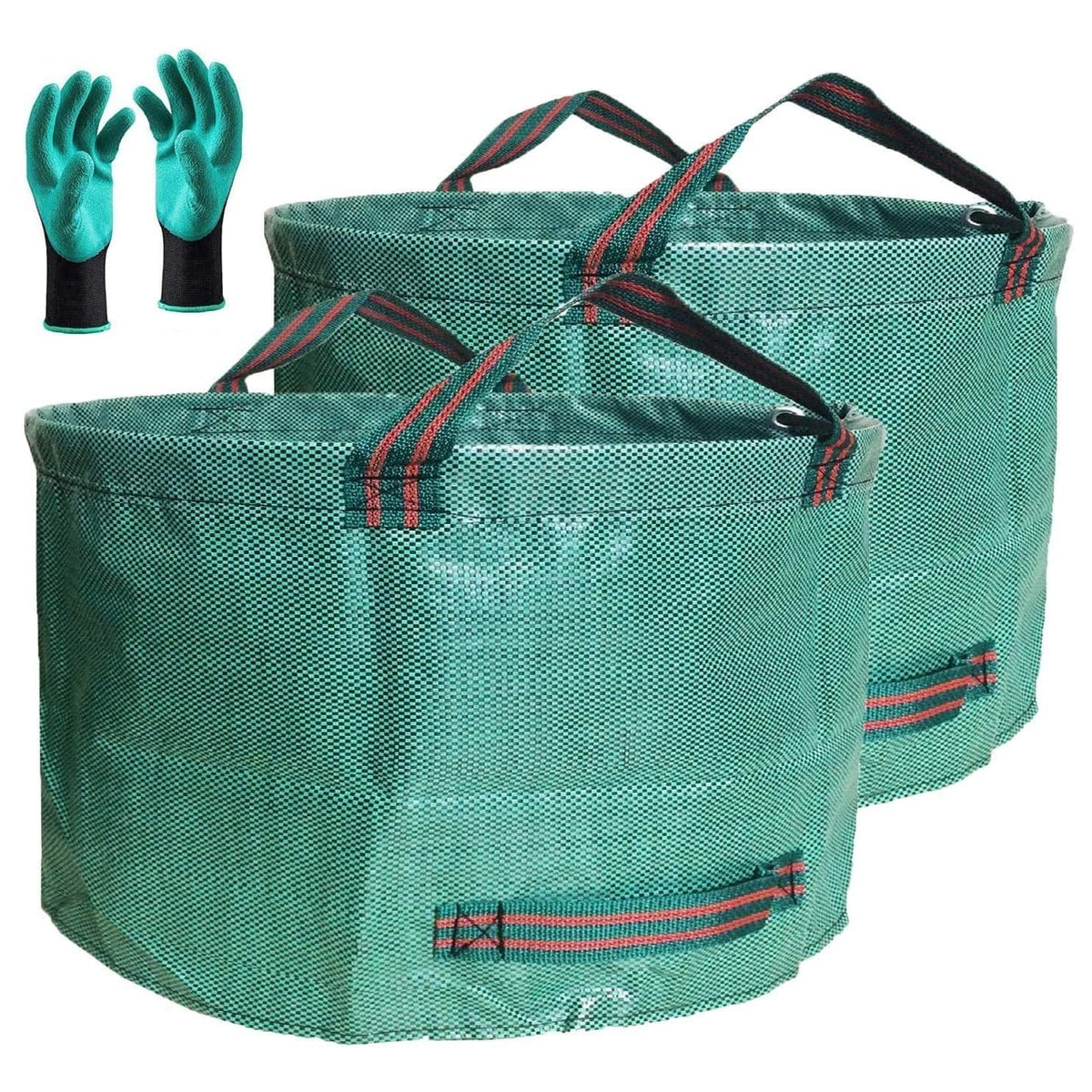 Tespher 46-gallon yard bag shows 26-inch diameter for large leaf and debris collection.