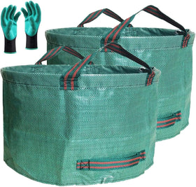 Tespher 63-gallon garden bag closed with four reinforced handles for yard debris.