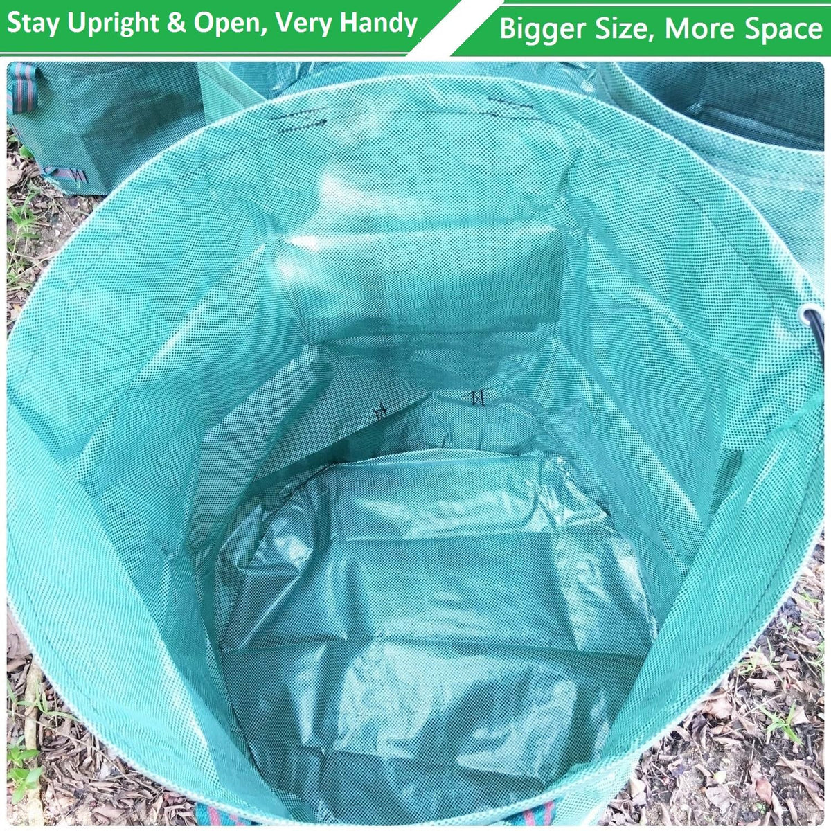 Tespher bag shows 18-inch diameter and 15-inch height for large loads.