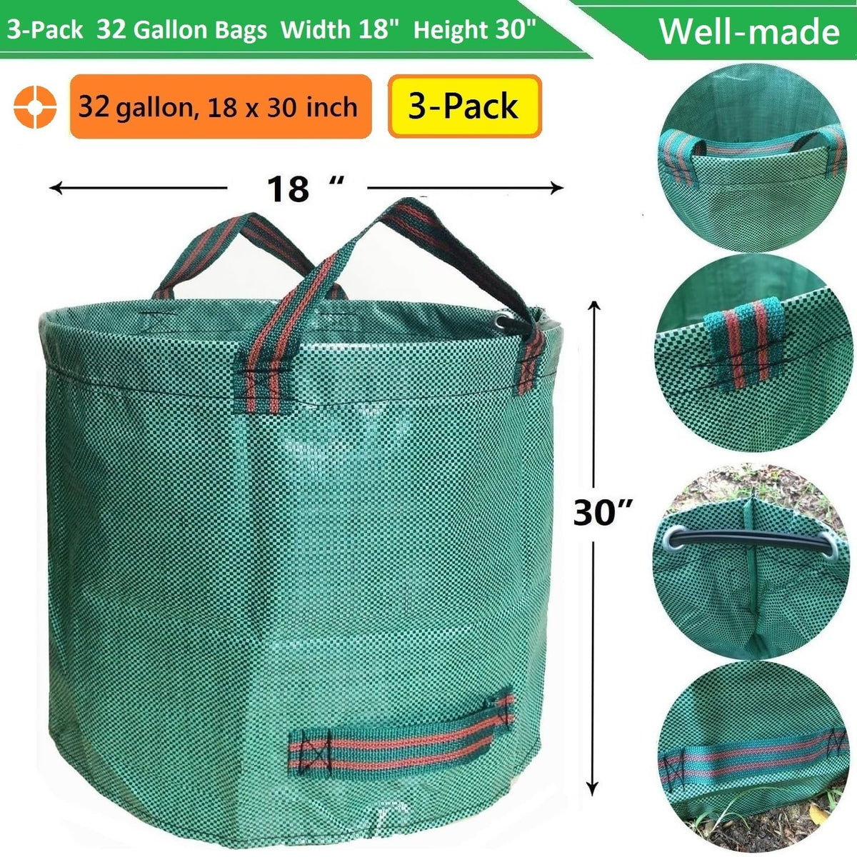 Tespher bag filled with leaves and branches ready for yard cleanup.