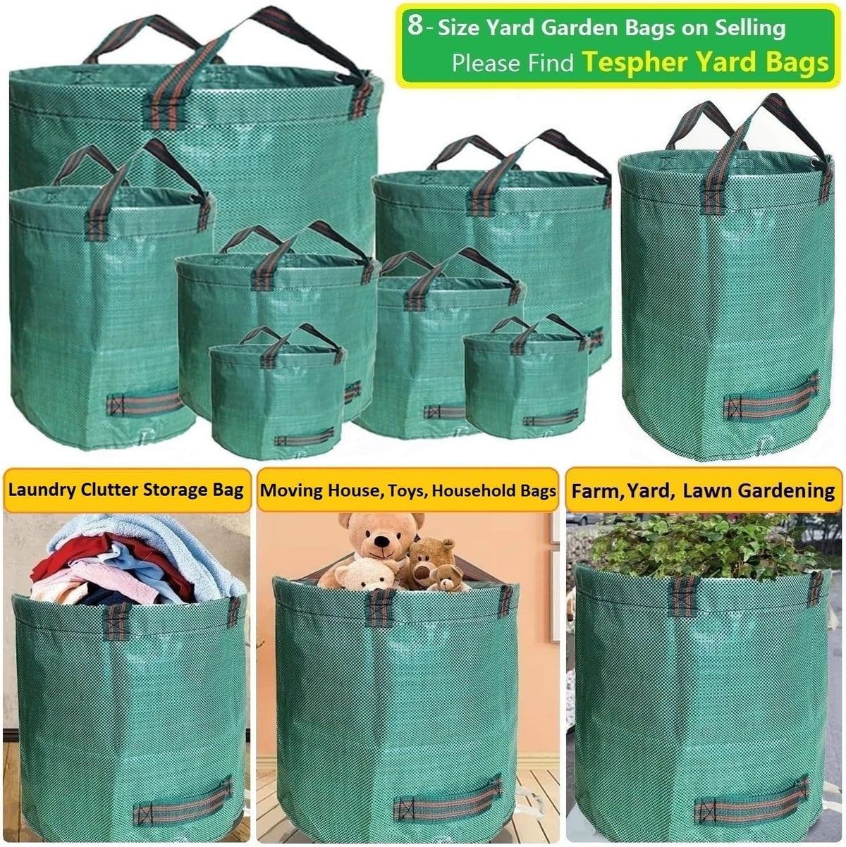 Tespher gardening gloves with bag for comfortable yard cleanup.