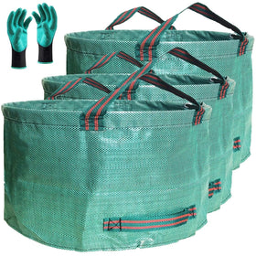 Tespher professional 63-gallon yard bags in use for leaves and debris cleanup