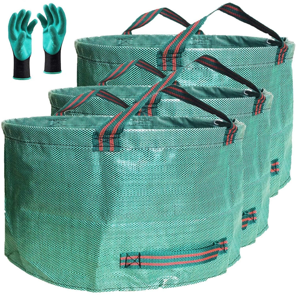 Tespher professional 63-gallon yard bags in use for leaves and debris cleanup