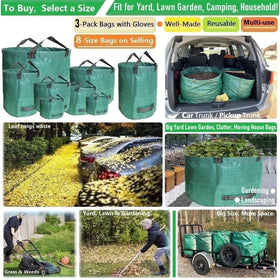 Tespher yard bags with four reinforced handles stay open for loading
