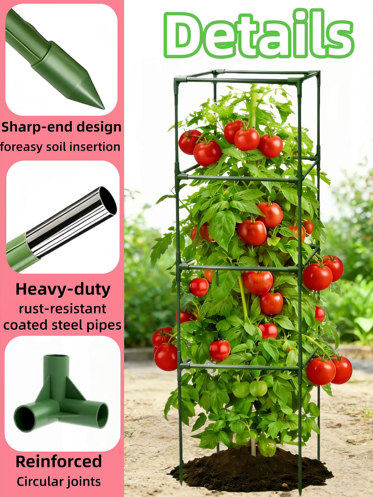 TESSTSY garden trellis offers reliable climbing support for vines and vegetables.