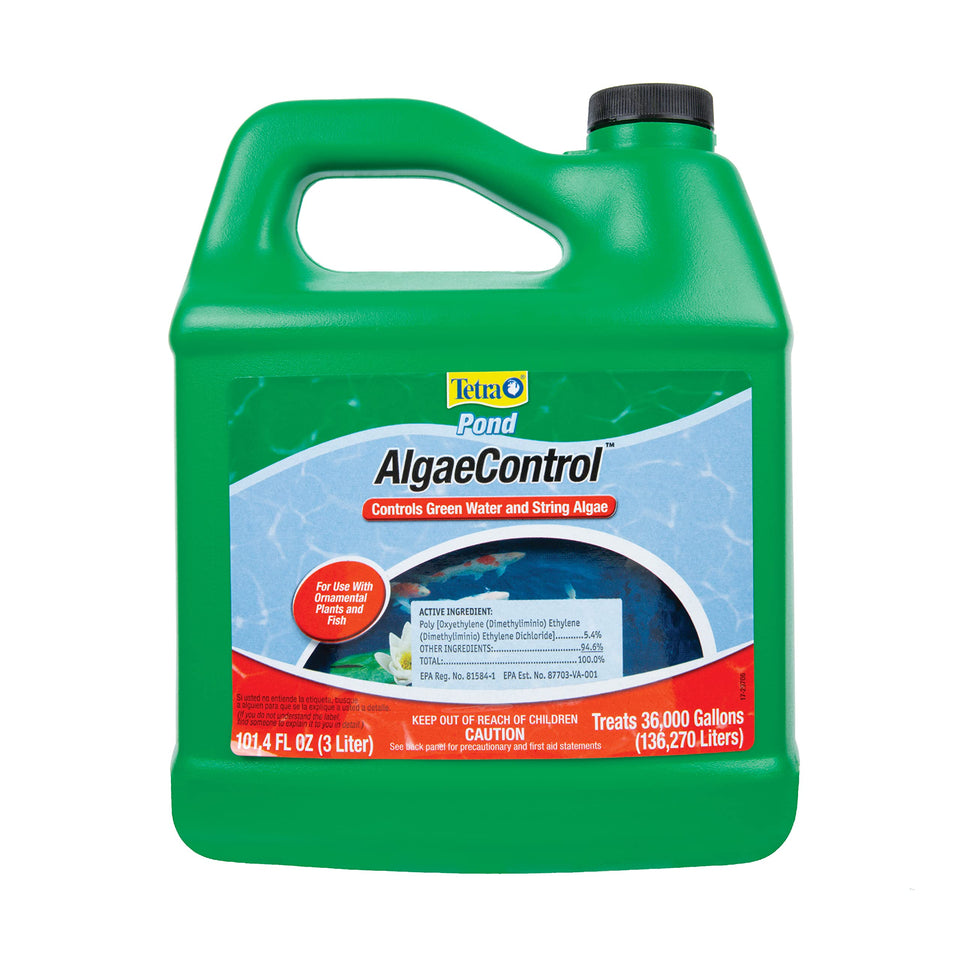 Tetra AlgaeControl bottle front shows the 101.4-ounce size for large ponds.