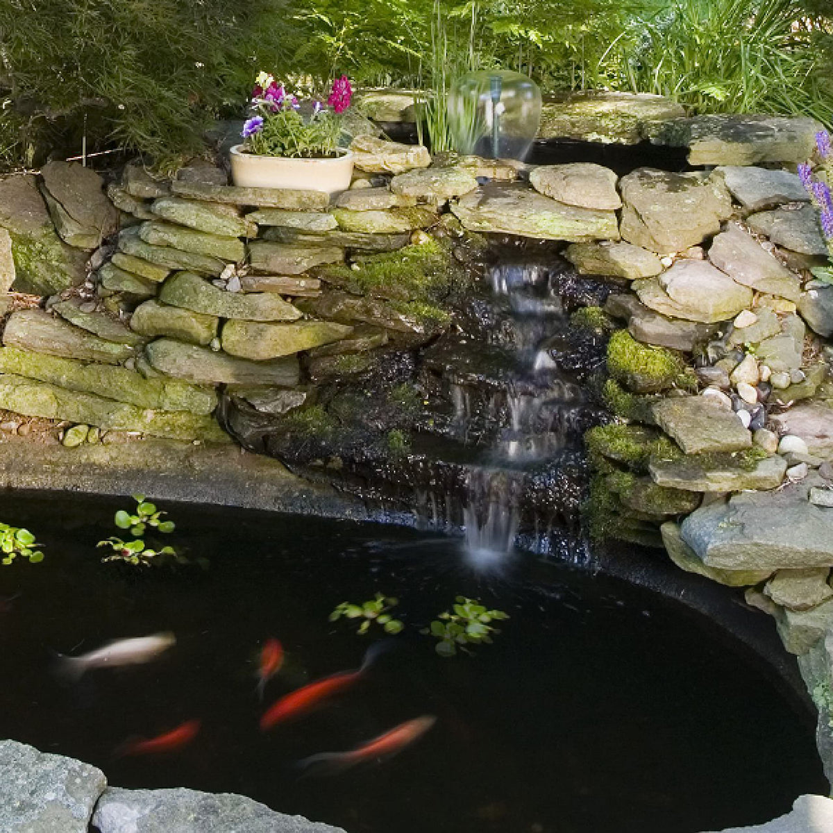 TetraPond Fountain Block for container ponds supports algae control without live plants.