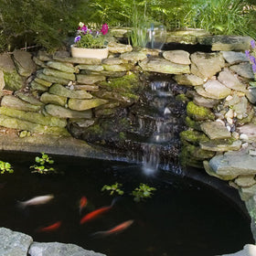 TetraPond Fountain Block for container ponds supports algae control without live plants.
