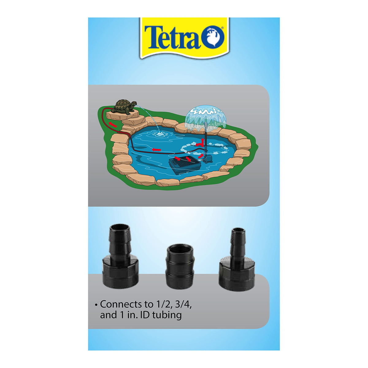 TetraPond bell fountain head delivering graceful vertical jets as a focal point