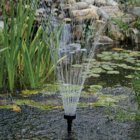 TetraPond frothy fountain head adding textured, bubbly spray for natural pond look