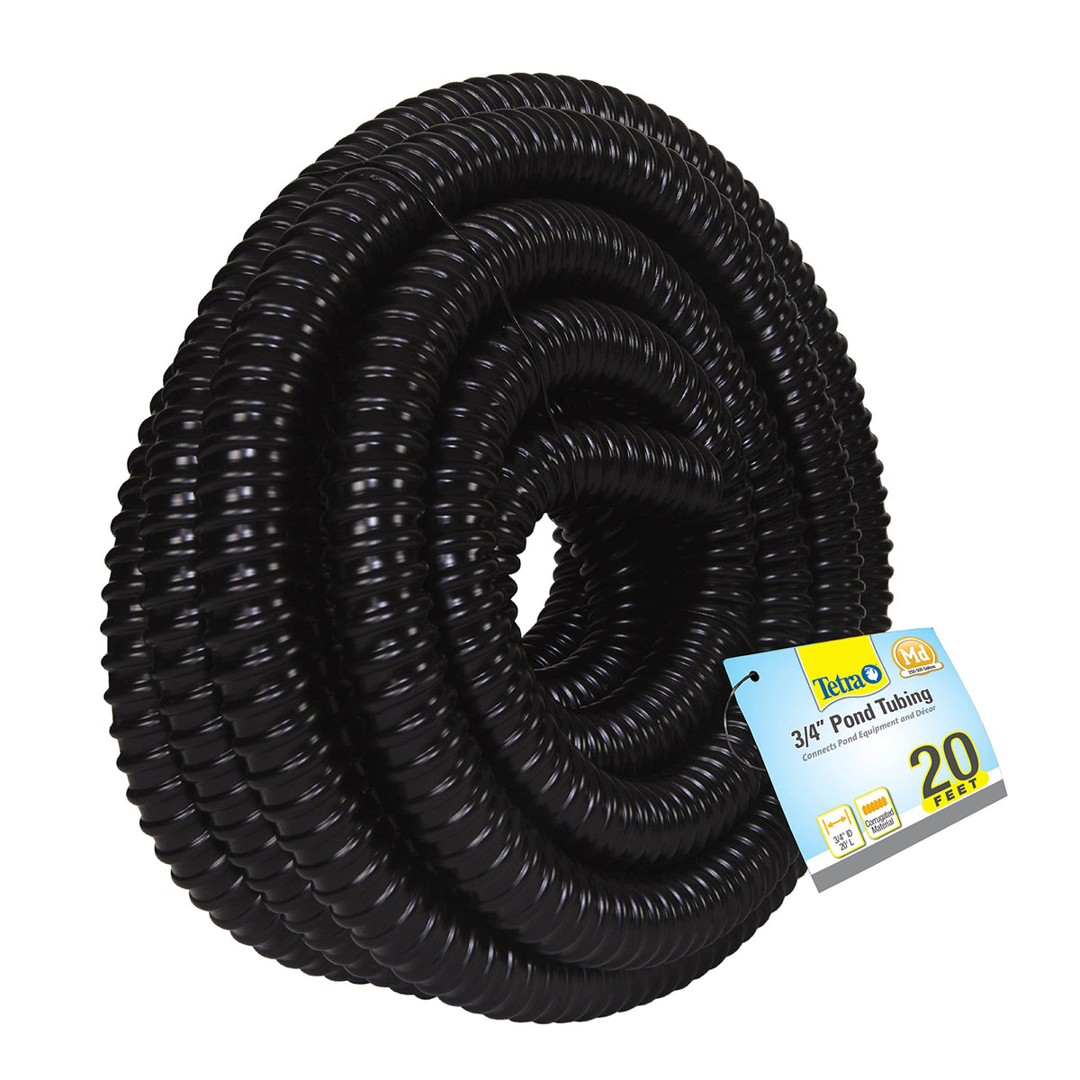 TetraPond tubing's corrugated surface helps maintain flow through bends.