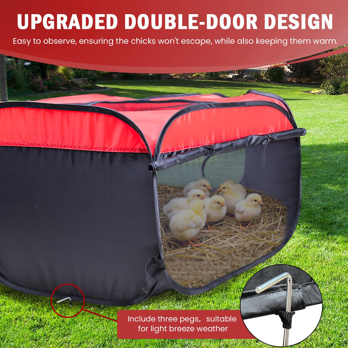 Tetuga brooder box three-sided mesh for ventilation and escape prevention