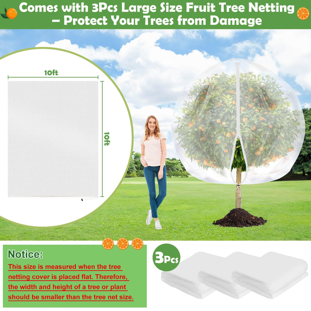 Tetutor netting zipper opening enabling quick pruning and harvesting.