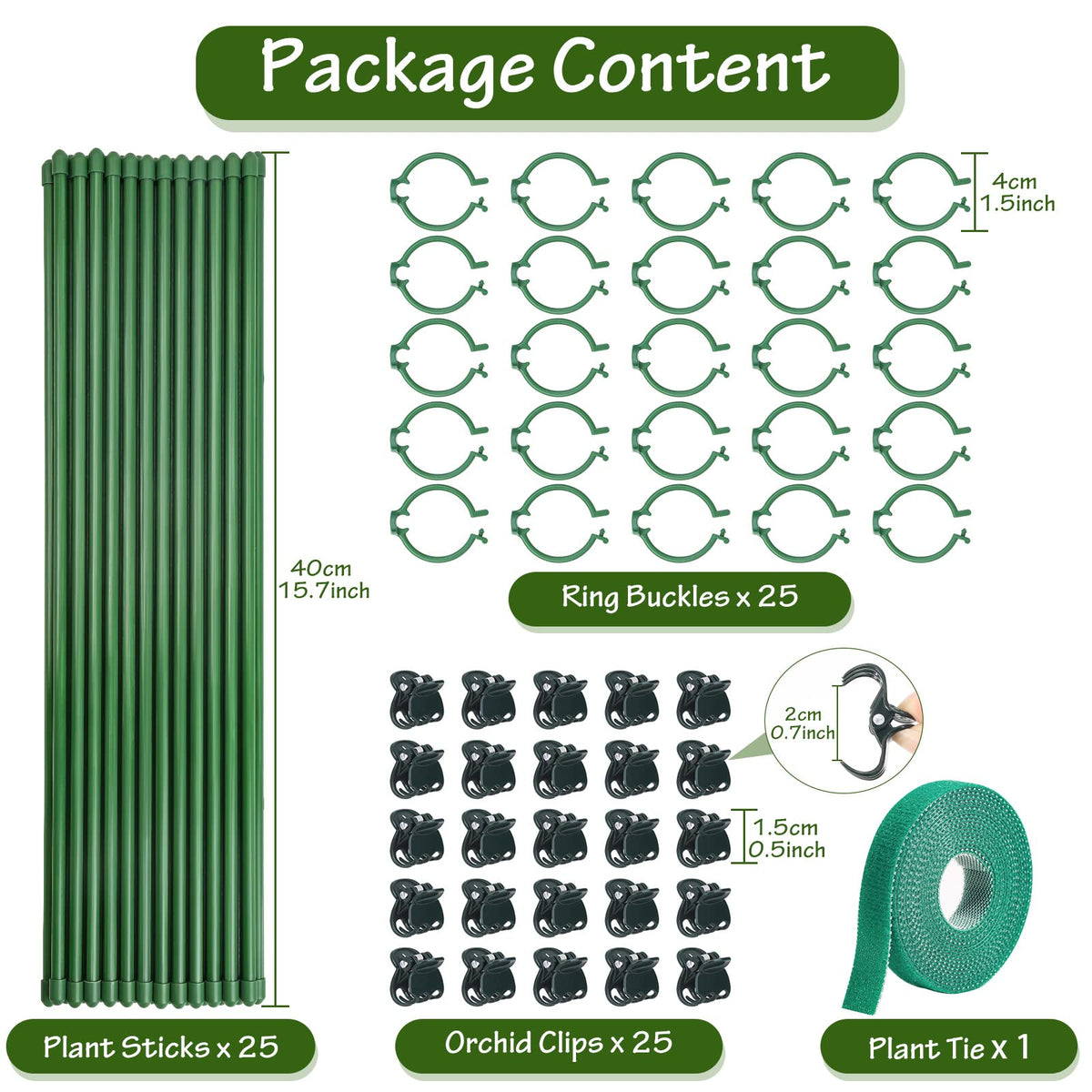 Tetutor ring buckles attach easily to stakes for adjustable plant support.