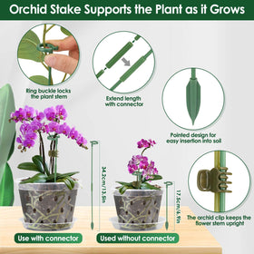 Tetutor stake-connector kit with pots for stable orchid support.