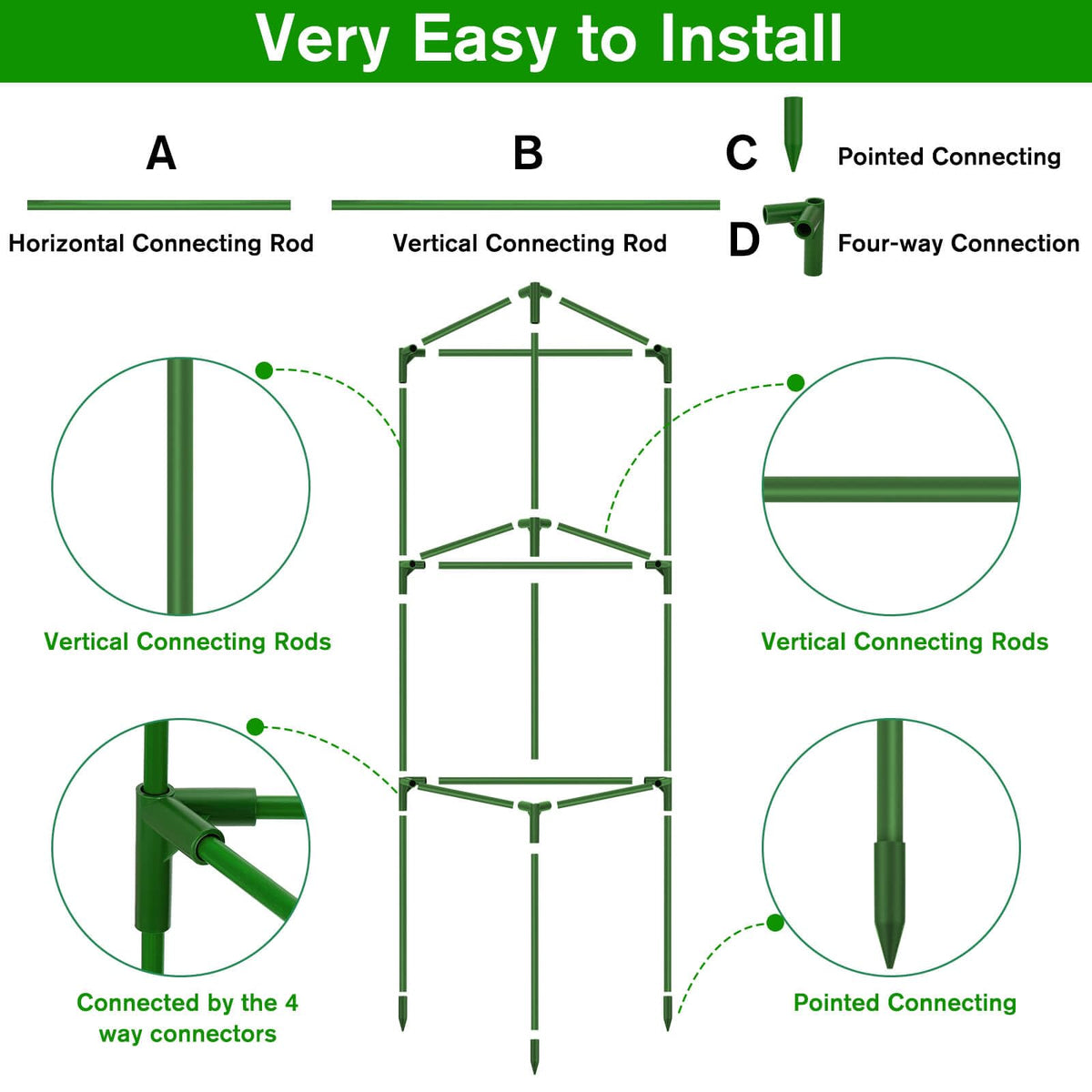 Tetutor strong tomato plant trellis supports upward growth.