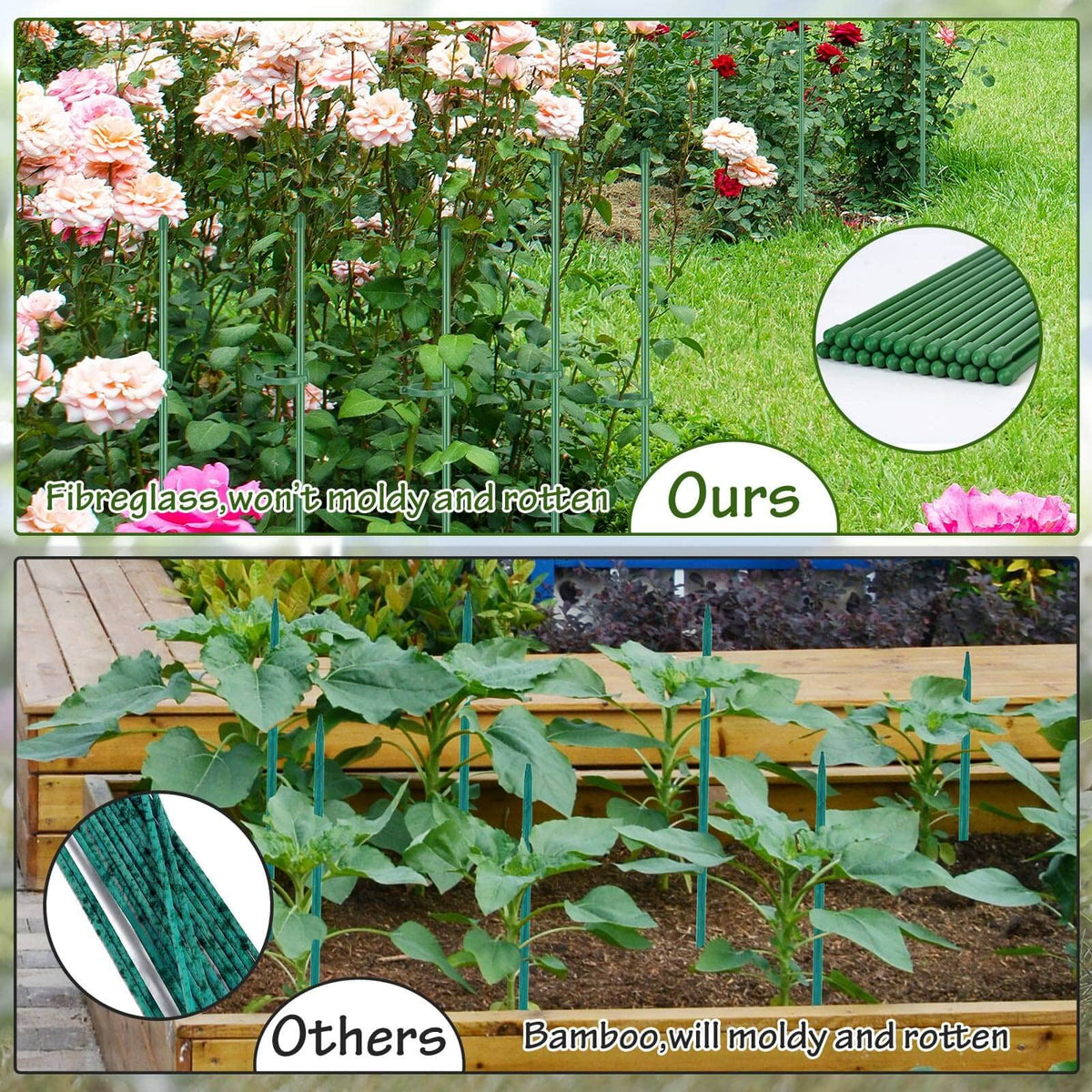 25-stake kit is ideal for tomatoes, orchids, roses, sunflowers, and more.