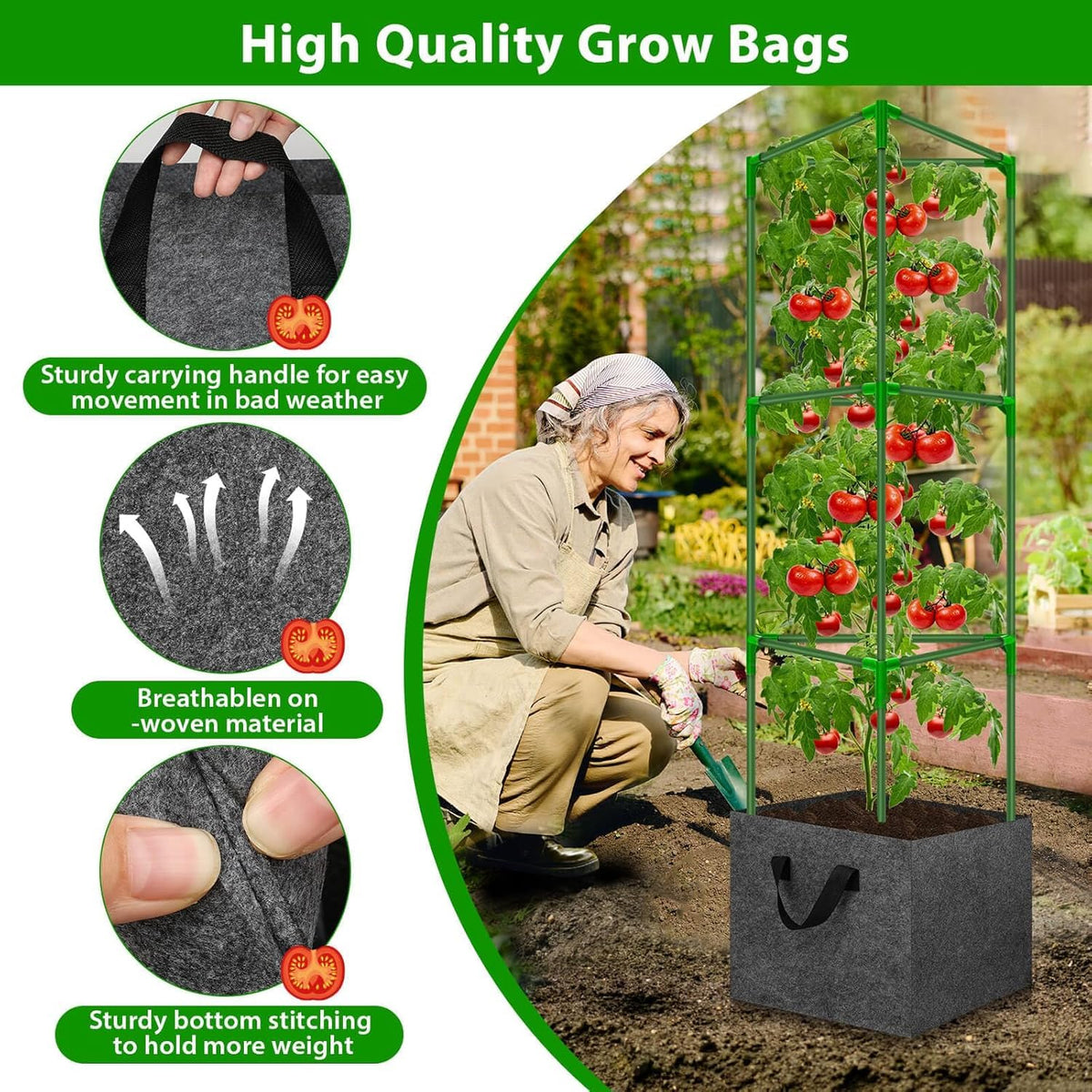 Ideal for tomatoes, eggplants, cucumbers, and climbing beans in gardens.