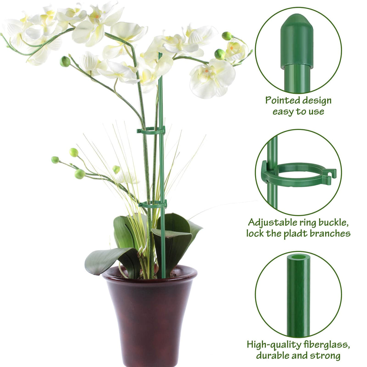 Sturdy fibreglass prevents rust, mould, or breakage for long-term support.
