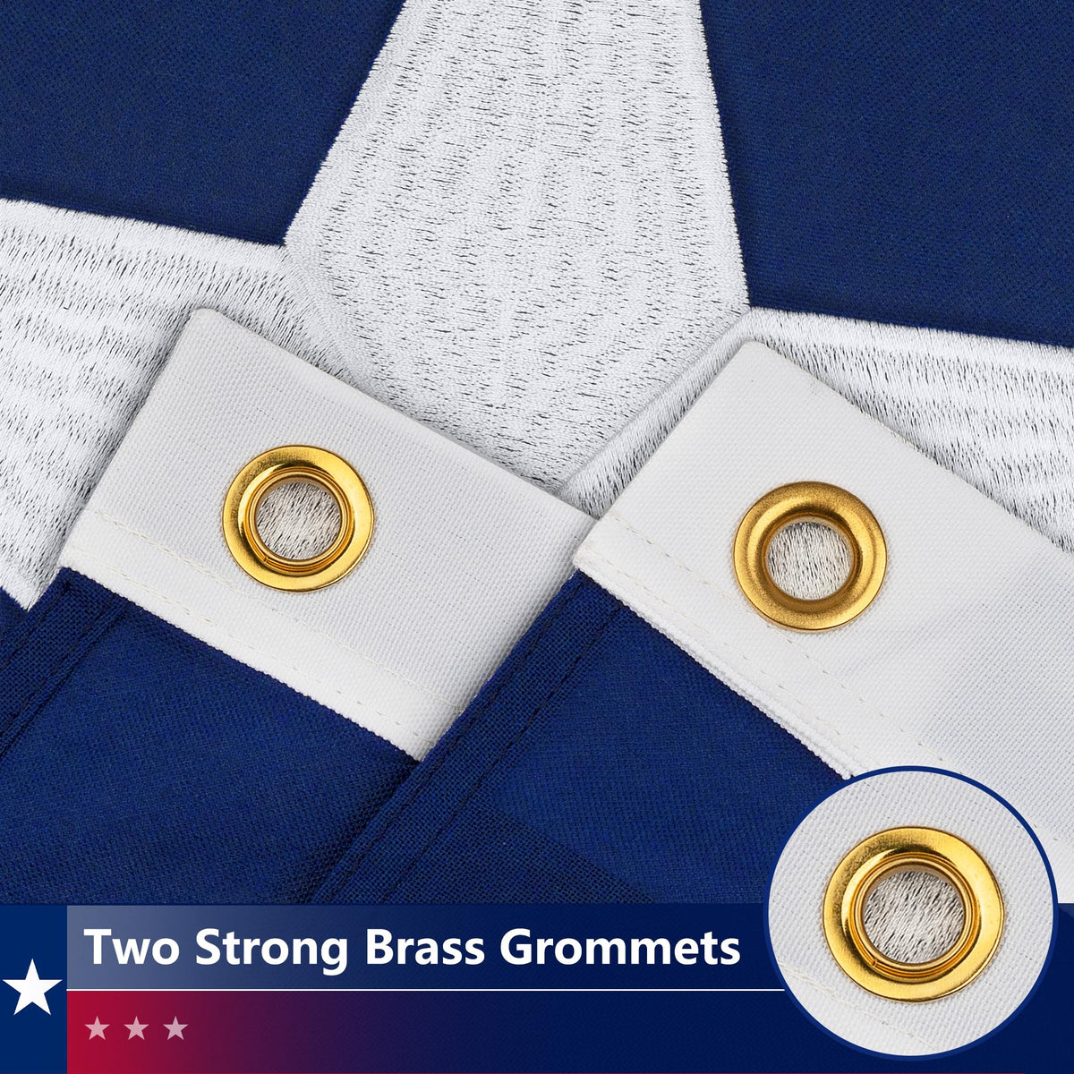 DANF FLAG Texas flag close-up embroidery stars high stitch density for outdoor durability