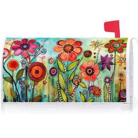 Texupday abstract colorful floral mailbox cover with bold print boosts curb appeal