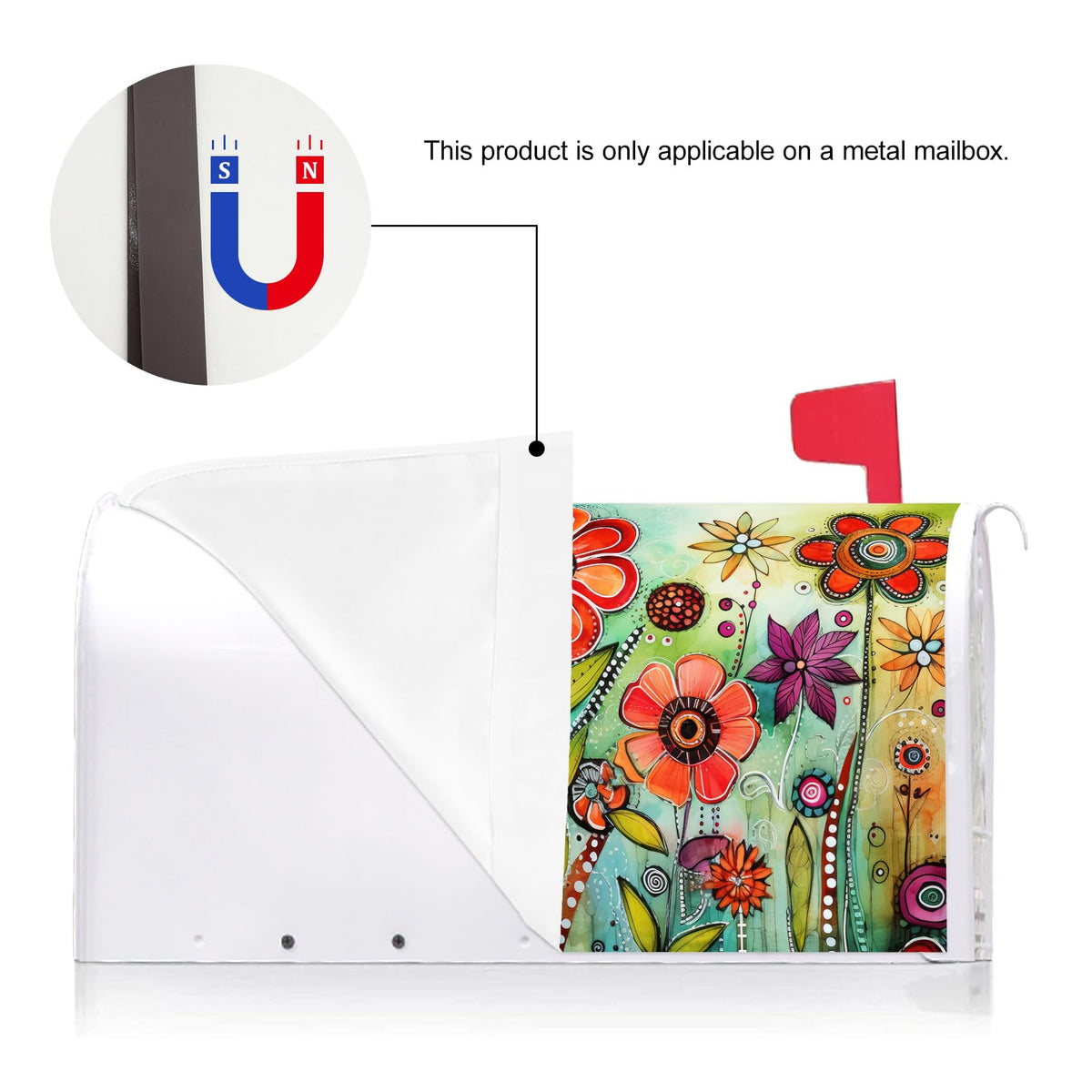 Bright flower art print adds seasonal charm to your garden mailbox