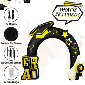 Teyva Daily graduation arch features stable ground stakes for secure outdoor photos.