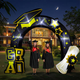 Teyva Daily LED lights illuminate the arch for night-time celebrations.