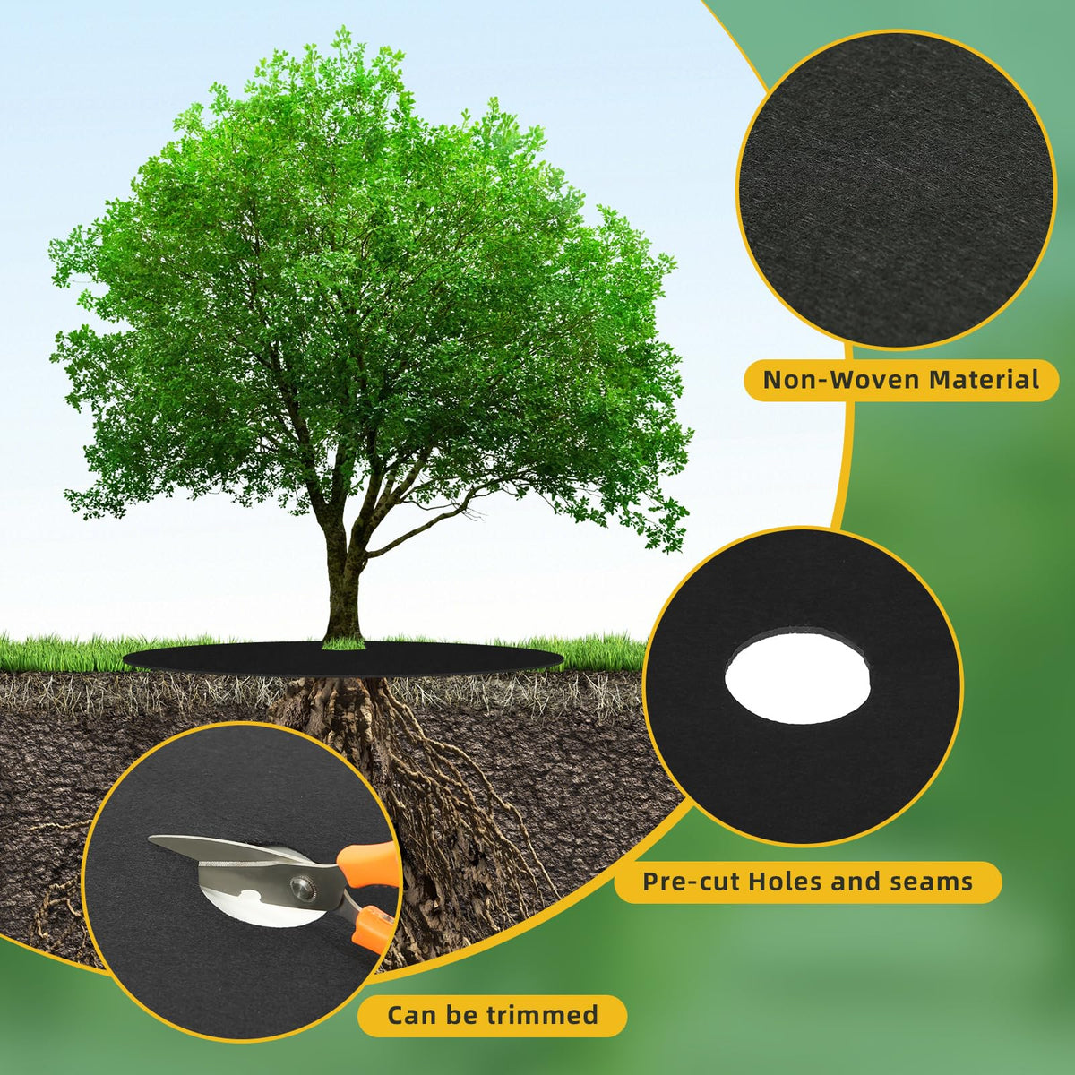 Tezhile moisture-retention closeup demonstrates soil breathability benefiting young trees