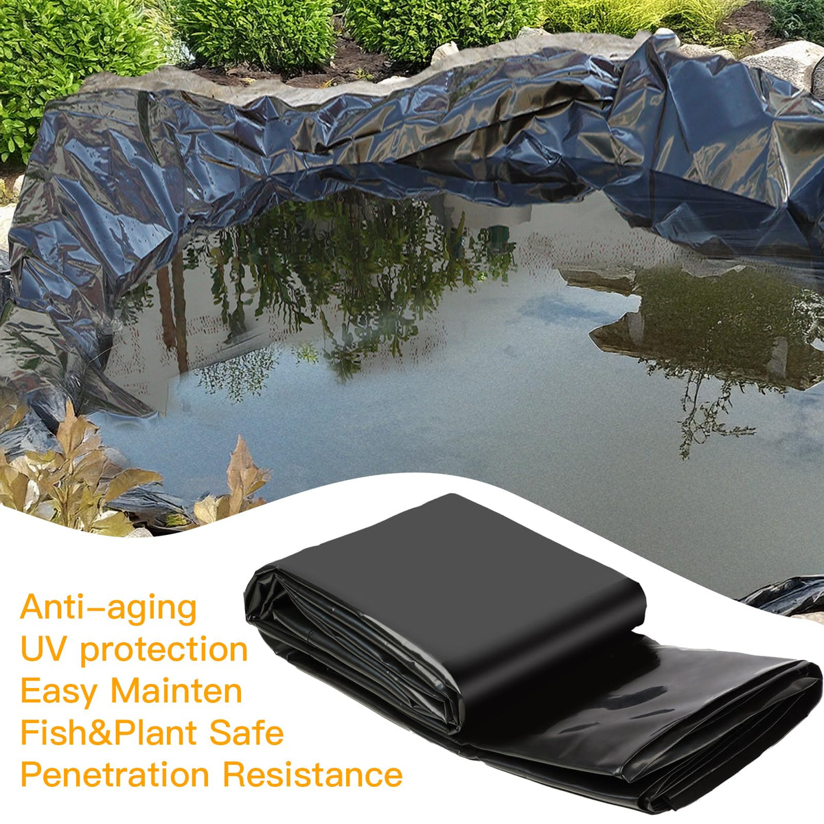 Tezhile 13x17ft liner helps reduce water loss in medium to large ponds