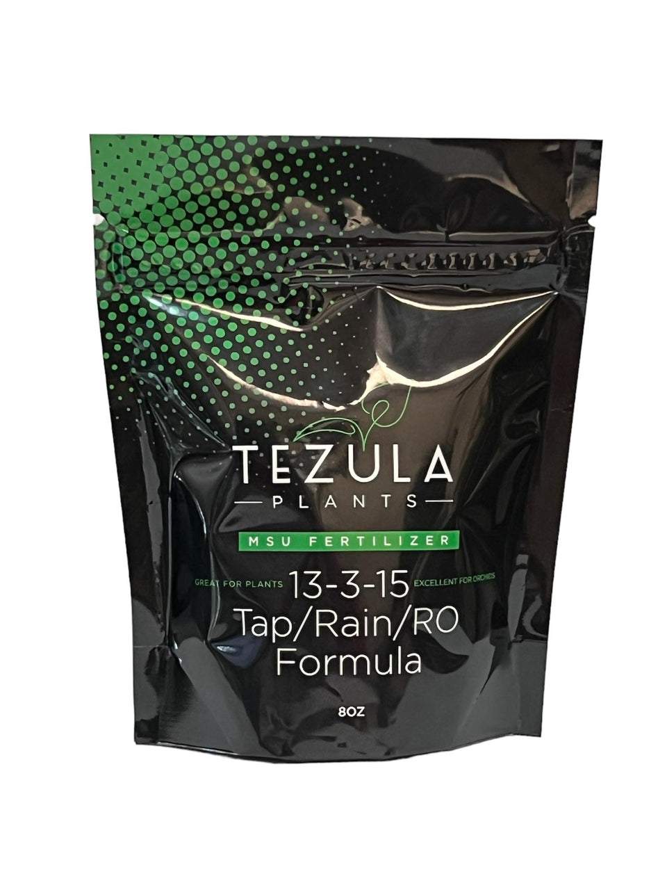 Tezula Plants MSU Orchid Fertilizer 13-3-15 packaging for ready-to-feed orchids