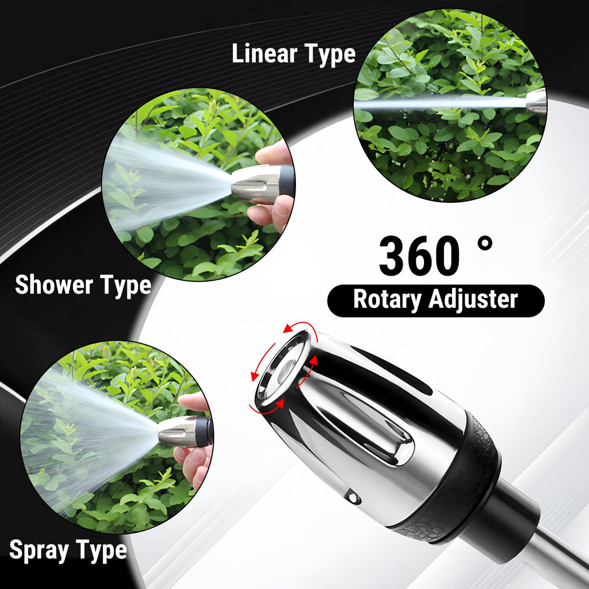 TFSUDI WaterBlitz 360° rotating nozzle provides flexible angle control.