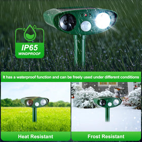 TFKK solar animal repeller uses a safe-design ultrasonic method to deter wildlife around properties