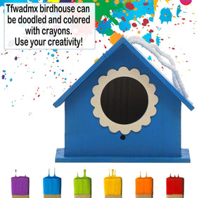 Tfwadmx log cabin style birdhouse in a garden inviting small birds