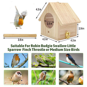 Tfwadmx rustic bird house with visible wood grain for customization