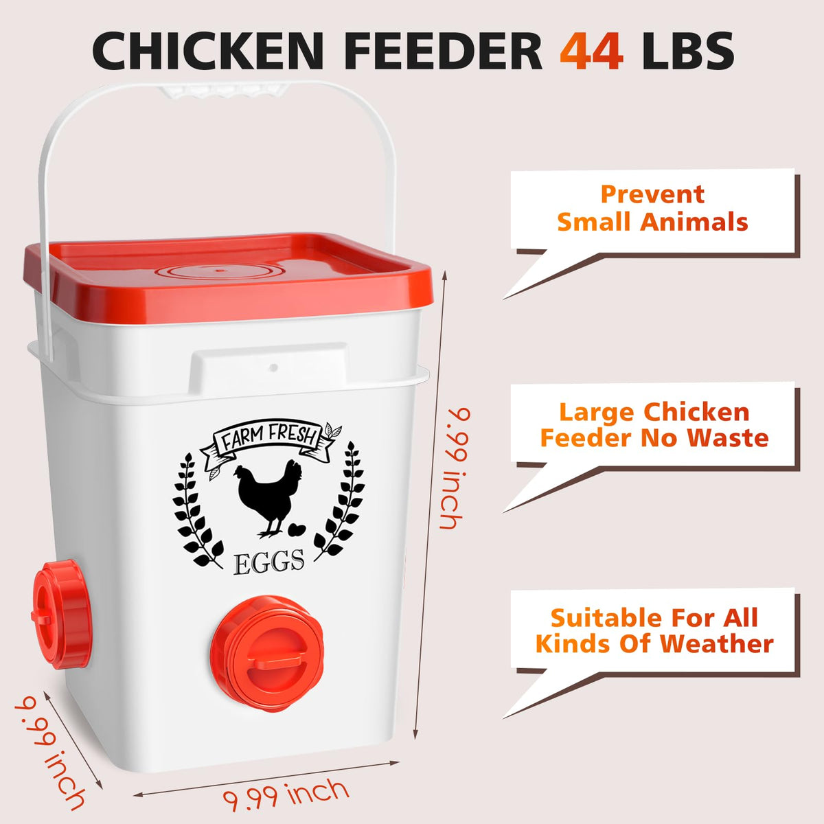 Tgeyd 25lb feeder demonstrates large capacity for busy coops