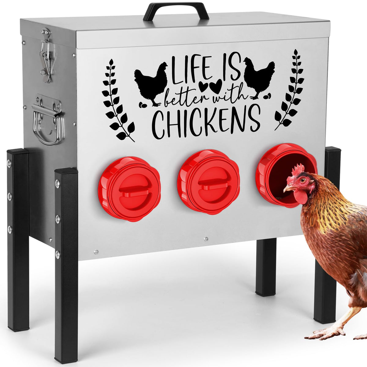 TGEYD 30lb chicken feeder with six ports regulating feeding and reducing waste