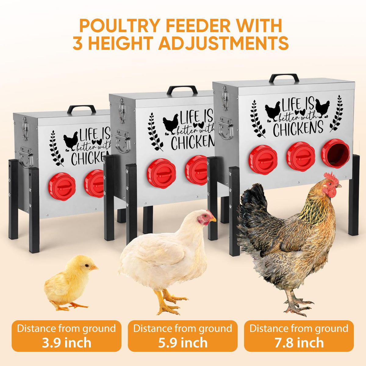 TGEYD chicken feeder locking lid keeps feed dry in rain and wind