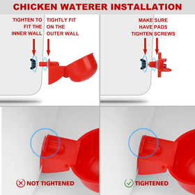 Tgeyd chicken waterer mounted with three placement options for versatile coops