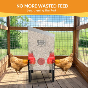 Tgeyd locking lid and riveted handles secure feed and simplify transport.