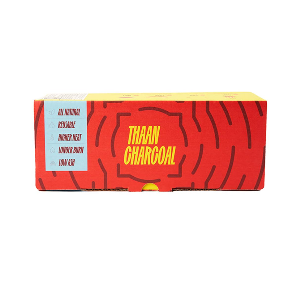 Thaan Charcoal Thai-style burn-time delivers consistent grilling heat.